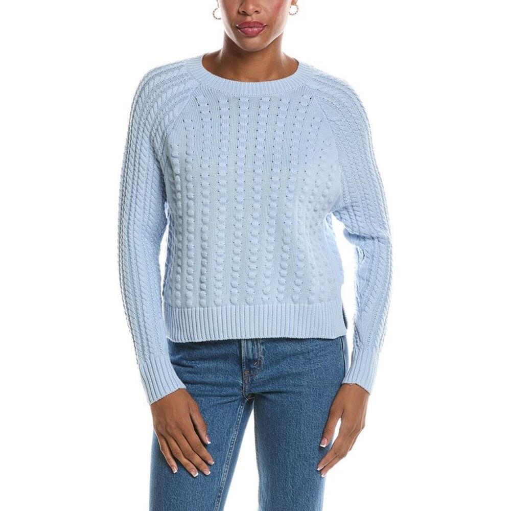 Autumn Cashmere Womens  Popcorn Raglan Crewneck Sweater, Gray